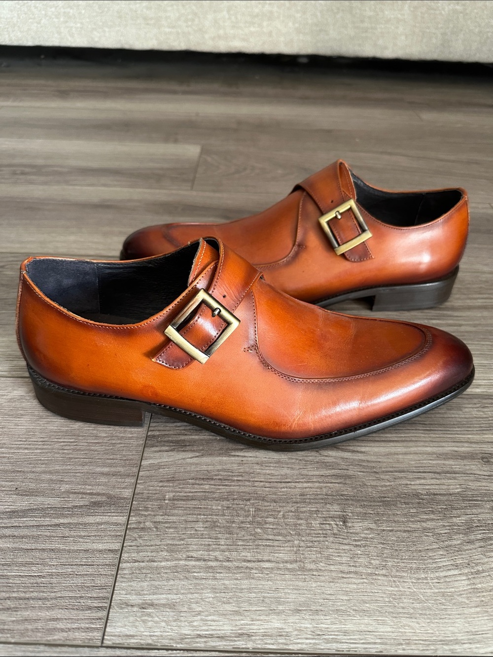 Men's Single Monk Strap Slip-On Loafers - Cognac Brown